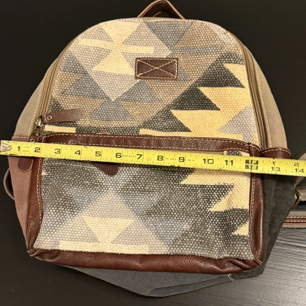 Myra Bag mini backpack Geometric‎ Patterned Backpack - Brown and Tan